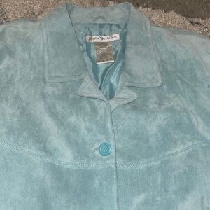 Vintage Suede Teal leather Jacket NWOT